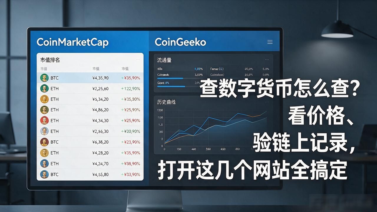 查数字货币怎么查？看价格、验链上记录，打开这几个网站全搞定