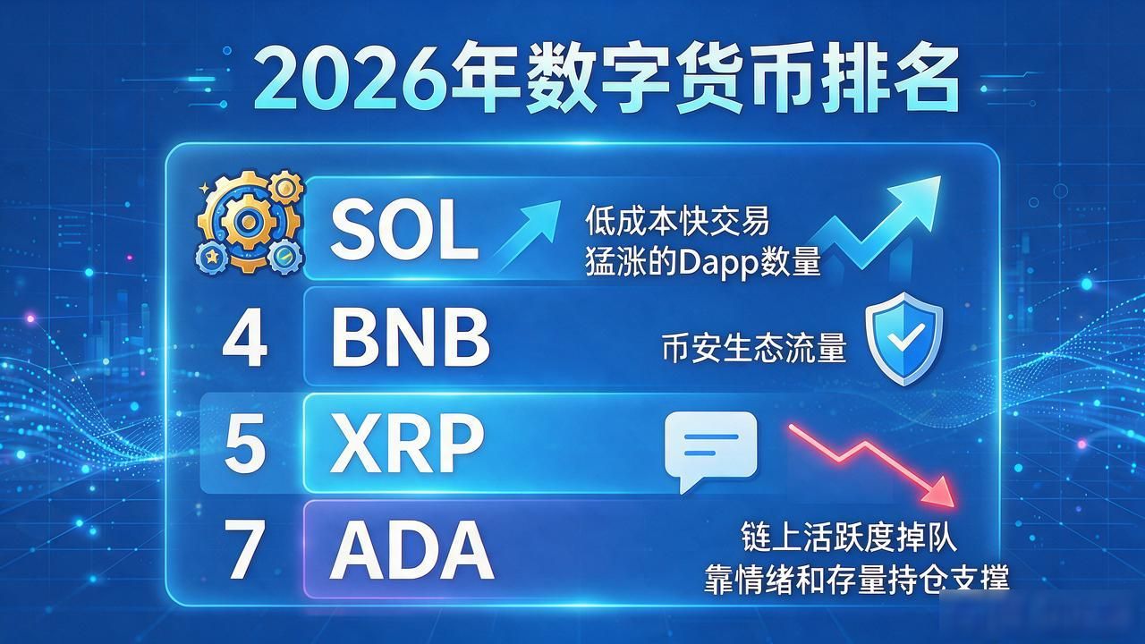 当前十大数字货币最新排名，2026年散户该盯哪几枚