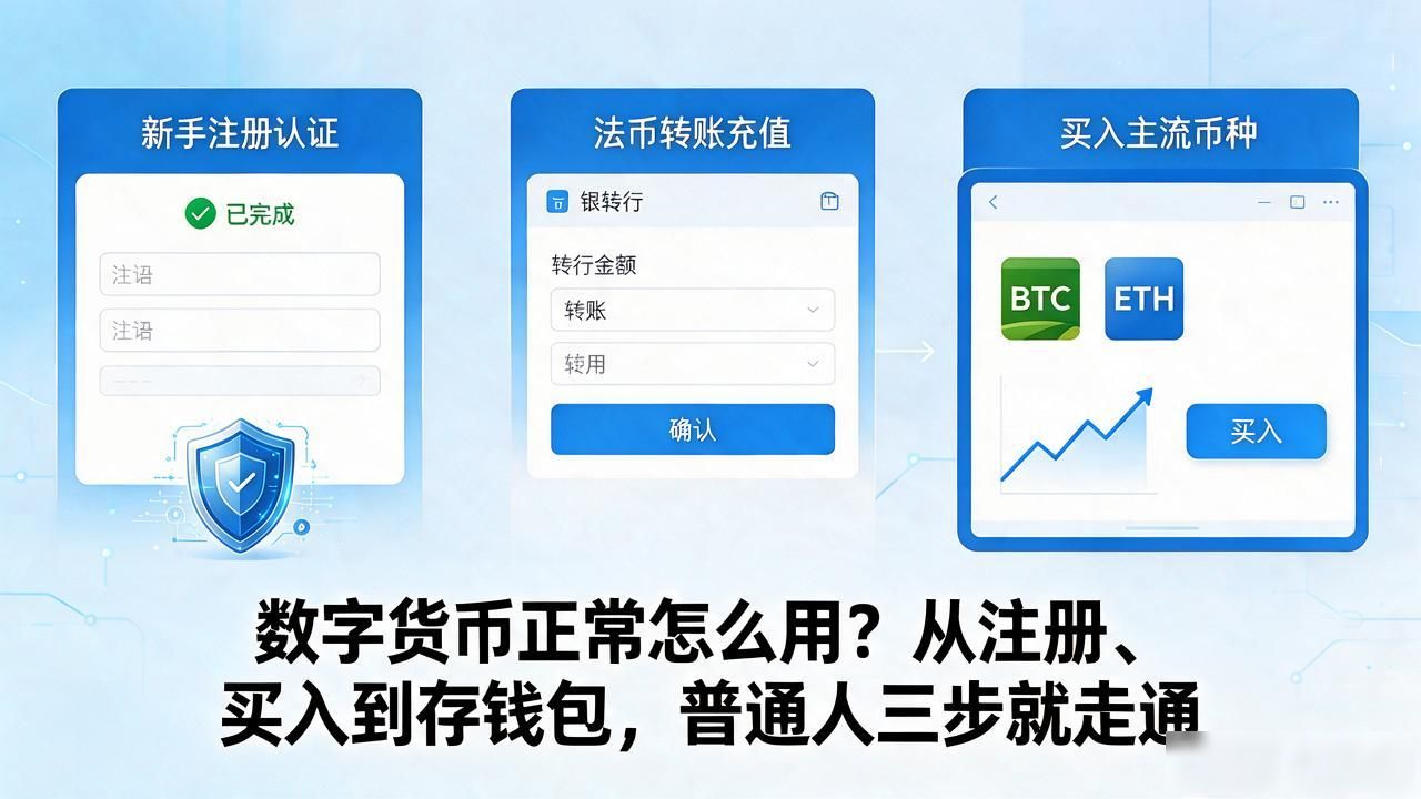 数字货币正常怎么用？从注册、买入到存钱包，普通人三步就走通